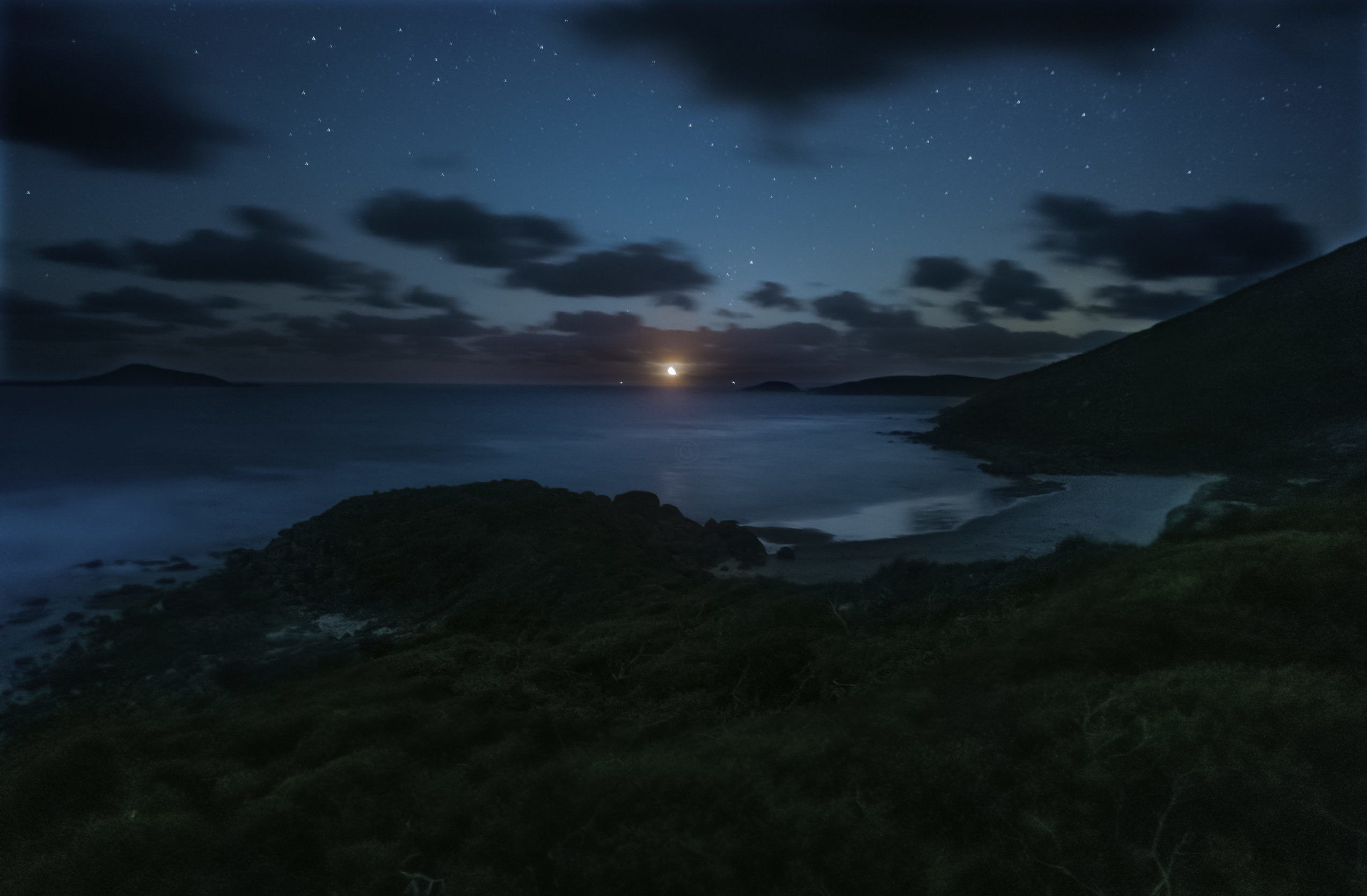 Moon set in Wilsons Promontory National Park in Victoria, Australia