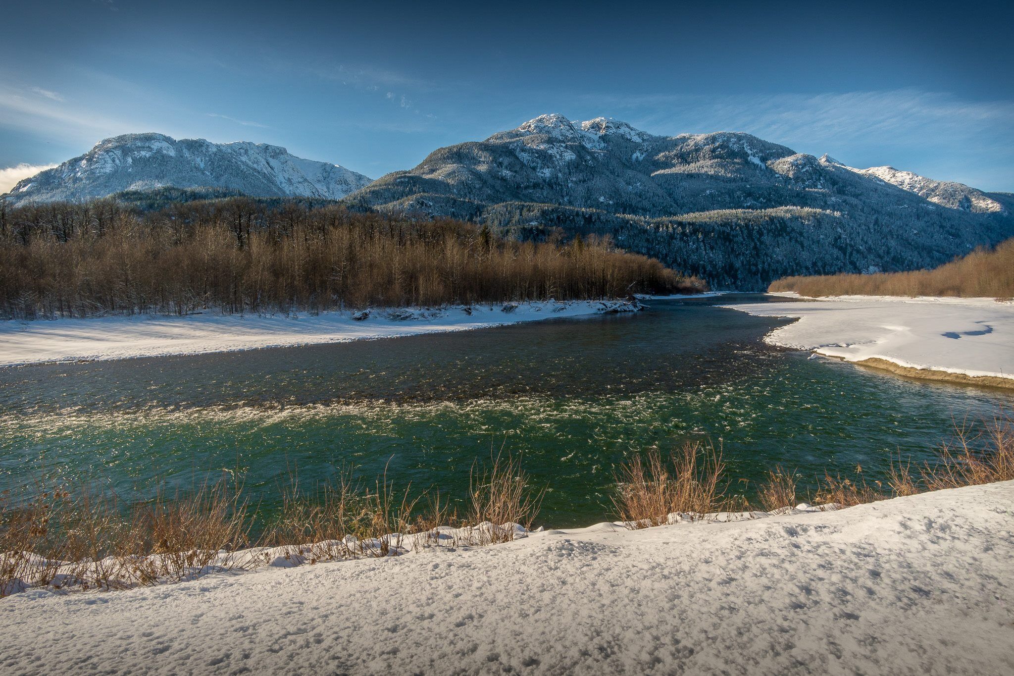 Winter Squamish River in BC Canada