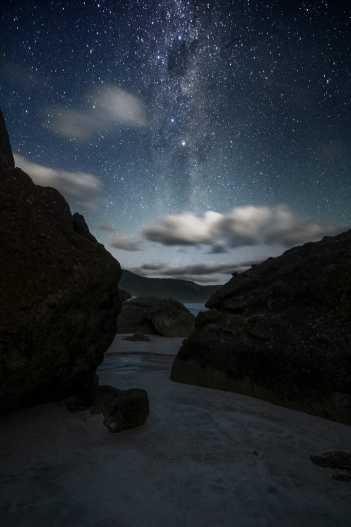 Milky Way image between the rocks in Australia