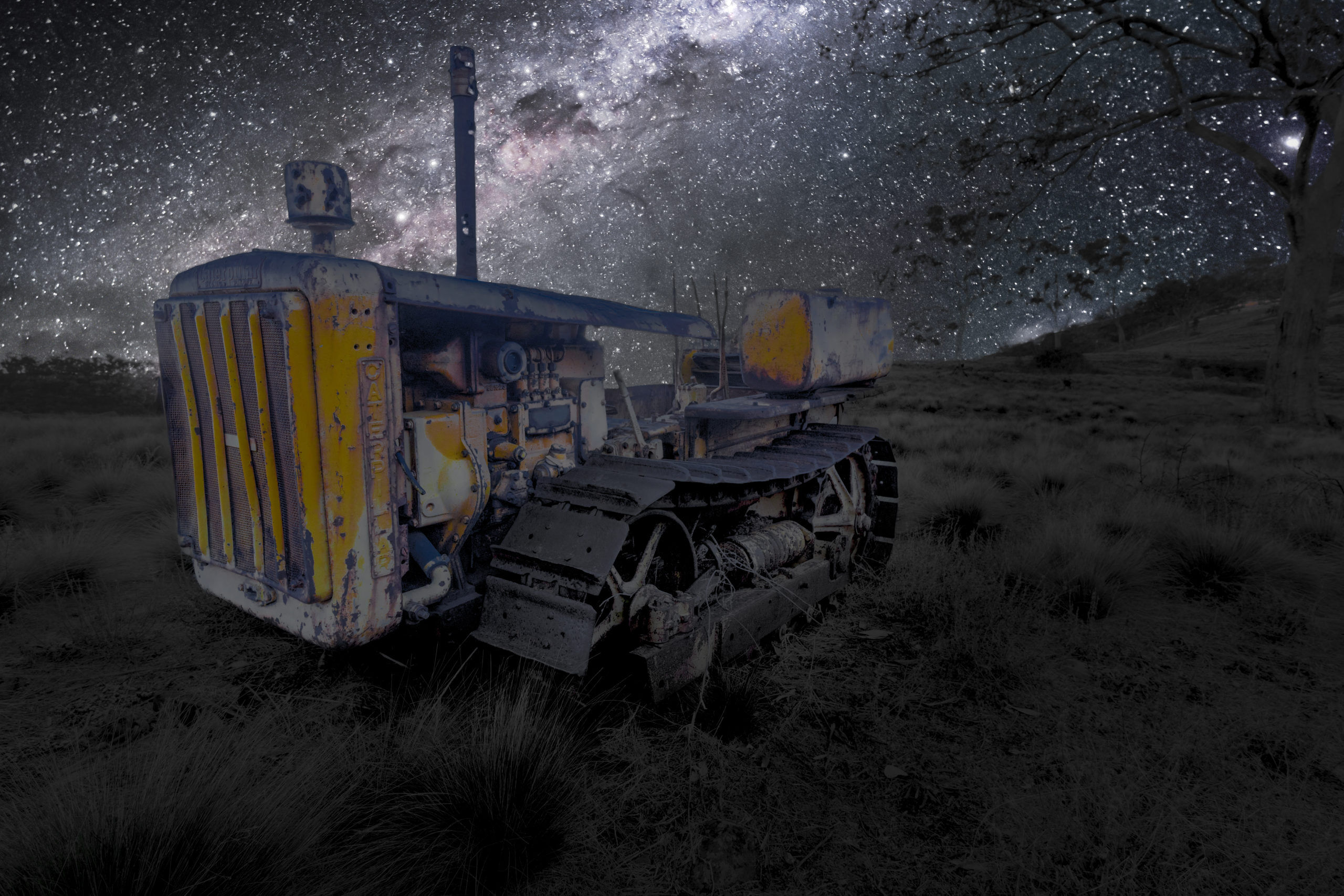 Milk way over a tractor in NSW Australia