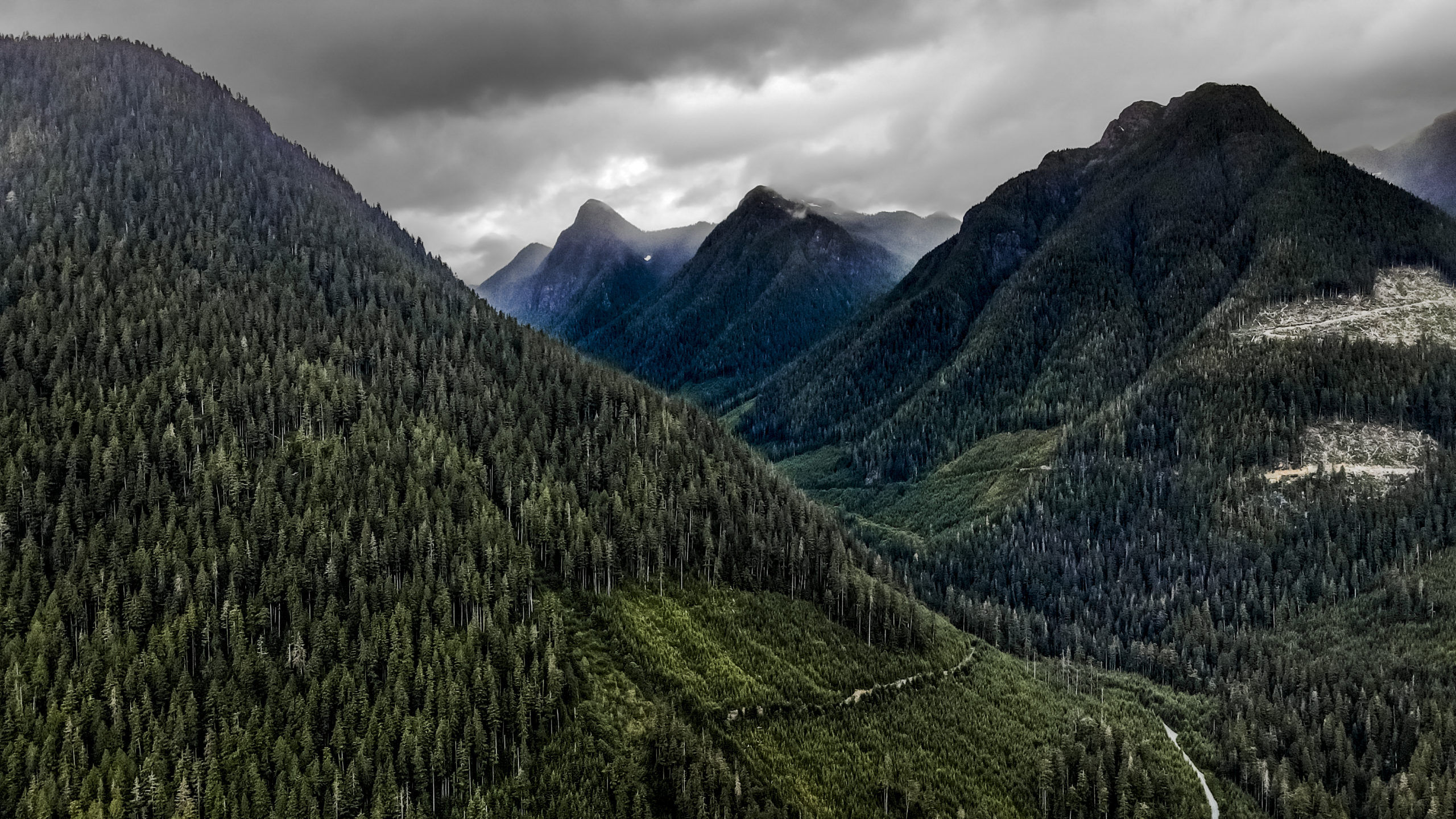 Storm brews in the mountains of North Vancouver Island BC Canada